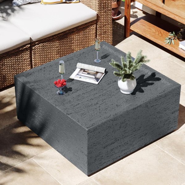 28 in. Outdoor Square Magnesium Oxide Coffee Table in Dark Gray