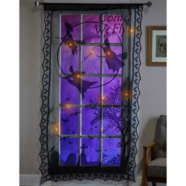 Light-Up Lace Panel Hocus Pocus, Black - Spirit Halloween