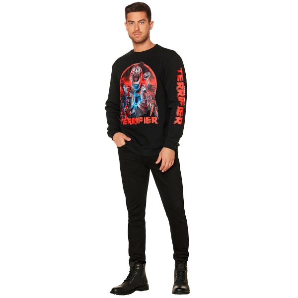 Art the Clown Slasher Crewneck Sweatshirt Terrifier, Black, Spirit Halloween