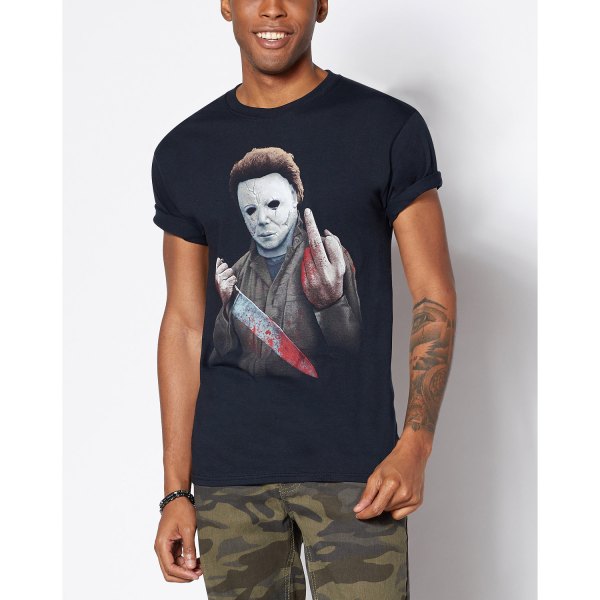 Middle Finger Michael Myers T Shirt Halloween, Black, Spirit Halloween