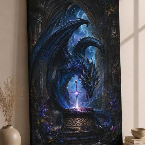 FC Design – Large Tree Spirit Waterfall Face Wall Art Canvas Print 24×36 Ancient Forest Fantasy Nature Painting for Home Decor – MultiColor