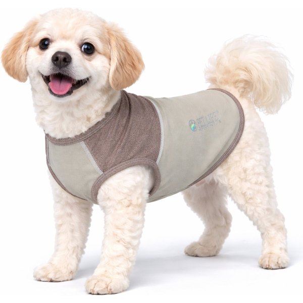 Pet Life Active Aero-Pawlse Heathered Quick-Dry 4-Way Stretch-Performance Dog T-Shirt, Tan/Brown, X-Small