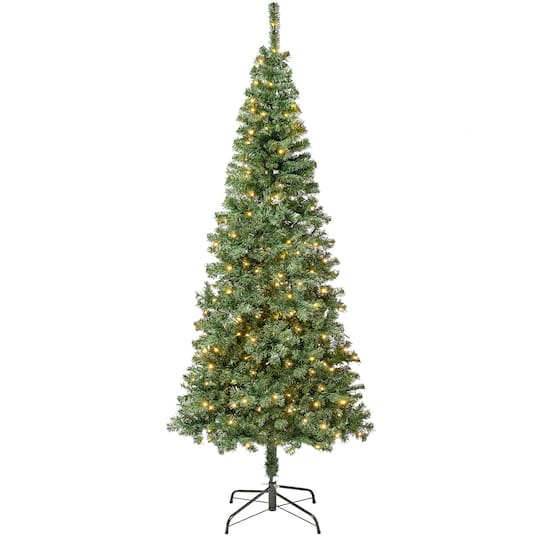 7.5Ft Pre-Lit Oakley Hills Snow Hinged Tree with Flocked Pinecones, Warm White LED Lights By National Tree Company in Green | 7.5 ft | Michaels