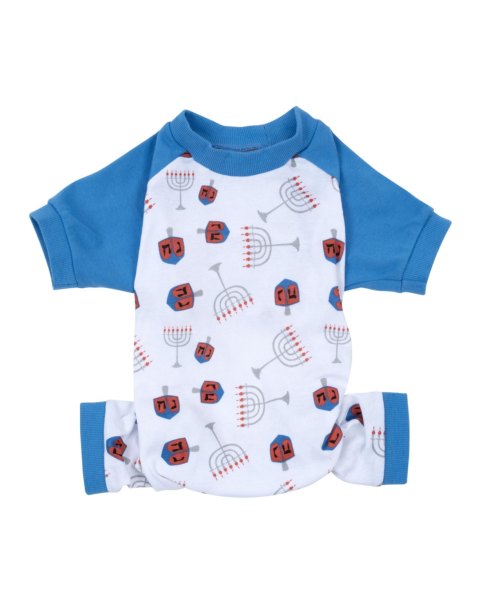 Leveret Dog Cotton Pajama Argyle Black and White - Menorah