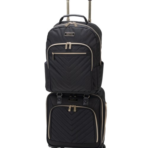Chelsea Softside Chevron 2pc Carry-On Underseater Luggage + Matching 15 Laptop Backpack Set – Black