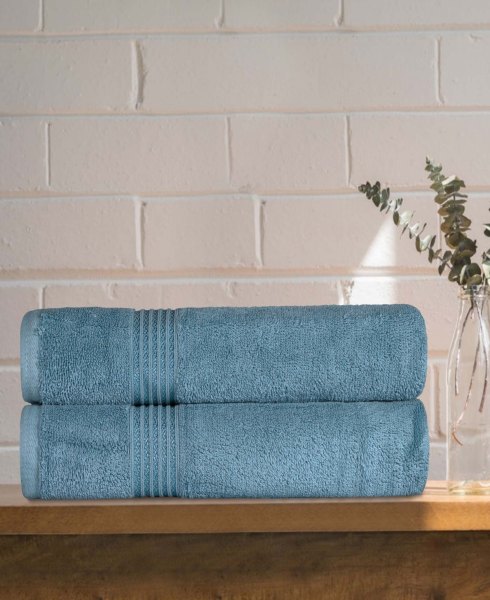 Superior Solid Quick Drying 100% Egyptian Cotton 2-Pc Bath Sheet Set - Sapphire