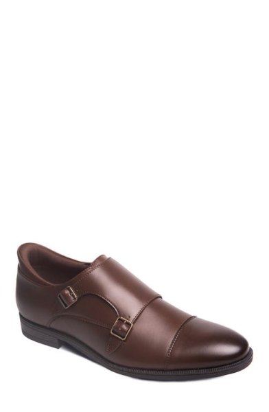 Marc Joseph New York Olive Street Hands Free Technology Leather Double Monk Dress Oxford in Napa Leather at Nordstrom, Size