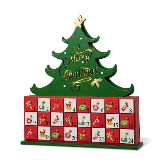 Glitzhome 15.25 Lighted Christmas Tree Advent Calendar Dcor | Michaels