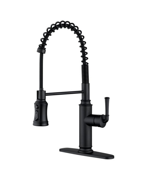 Kitchen Faucet with Pull Down Sprayer, with 360°Rotation Spout and 3-Function Nozzle for Use in Various Kitchen Styles - Matte black