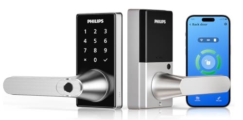 Philips Upgraded Wi-Fi Smart Lock with Handle, Keyless Entry Door Lock