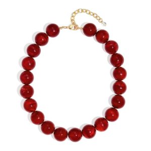 Red Chunky Beaded Necklace 20MM  Resin Bubble Beads