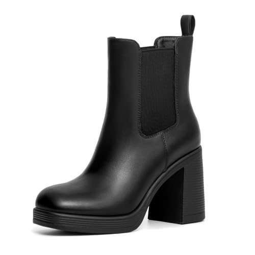 Chunky Heel Platform Chelsea Ankle Boots