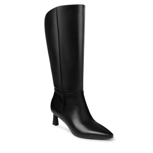 Wide Calf Boots, Knee High, Kitten Heel