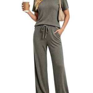 2 Piece Ribbed Knit Pajama Set
