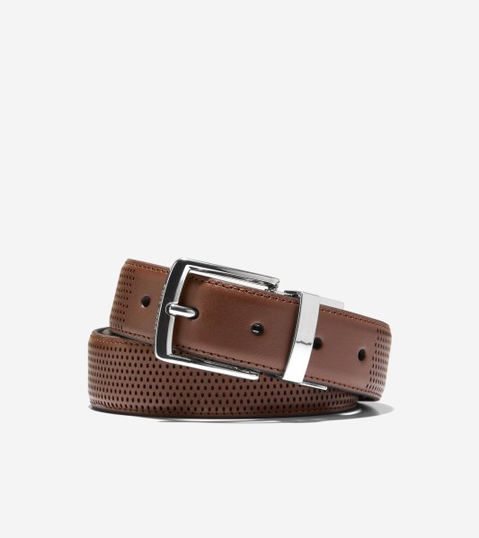 Cole Haan Mens 32MM Reversible Perforated Belt Brown Size