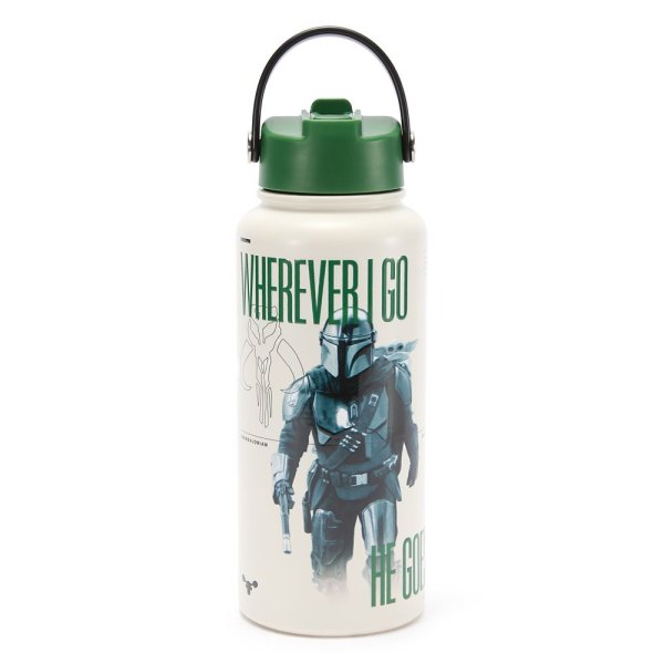The Mandalorian and Grogu 33 oz. Stainless Steel Water Bottle with Built-In Straw Star Wars Official shopDisney