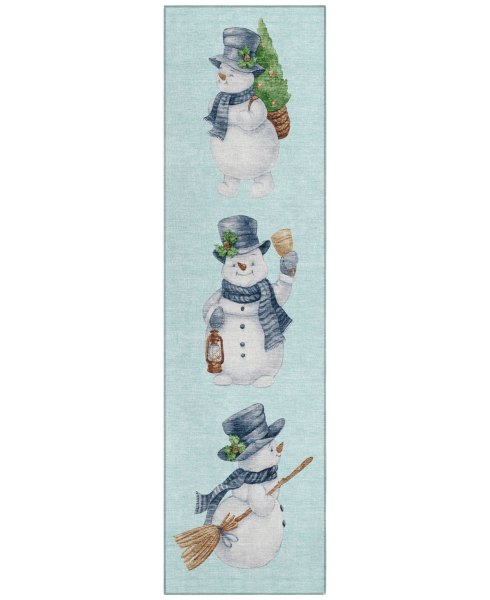 Addison Holiday Washable Indoor/Outdoor ACN1826 23x76 Runner Area Rug - Blue