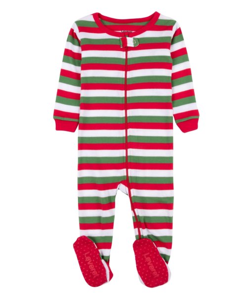 Leveret Footed Cotton Striped Holiday Pajamas