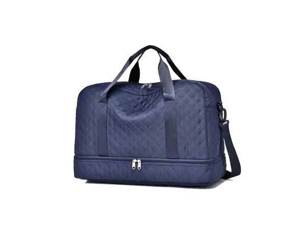 Three-dimensional Diamond Patterned Small Square Tote, bag with Dry Wet Separation Double-sided Pockets