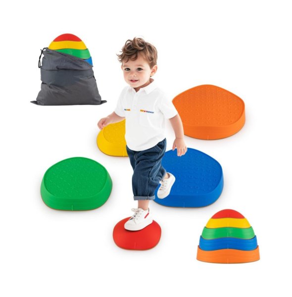 Hongge Kids Balance Stepping Stones Set for Indoor and Outdoor Sensory Play - Multicolor