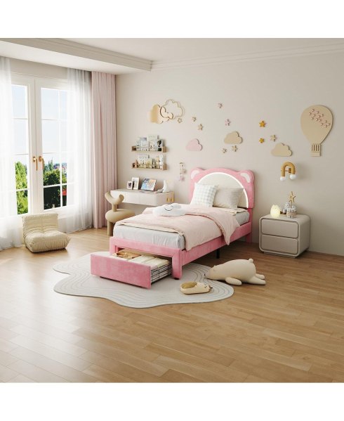 gaomon Upholstered Bed Wood Slats, No Box Spring