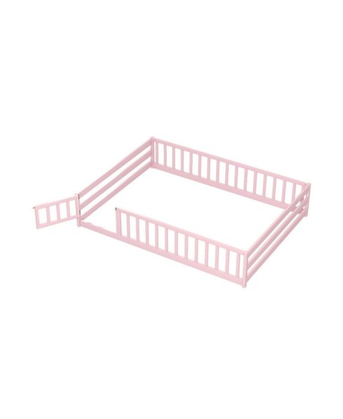 Gouun Full Kids House Bed Frame with Safety Guardrails - Pink