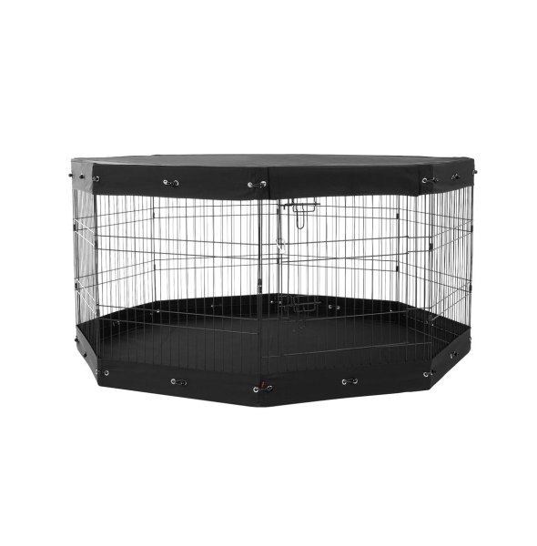 Ruie Tall 8 Panel Metal Dog Playpen 30 in Pet Exercise Pen with Mat - Black