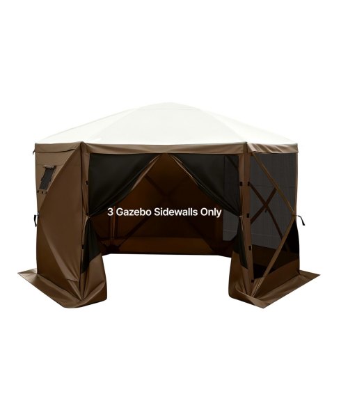 Sevorley Canopy Sidewalls 5.67 x 4.85 feet, Waterproof Tent Walls with Window, 3-Panel Set - Brown