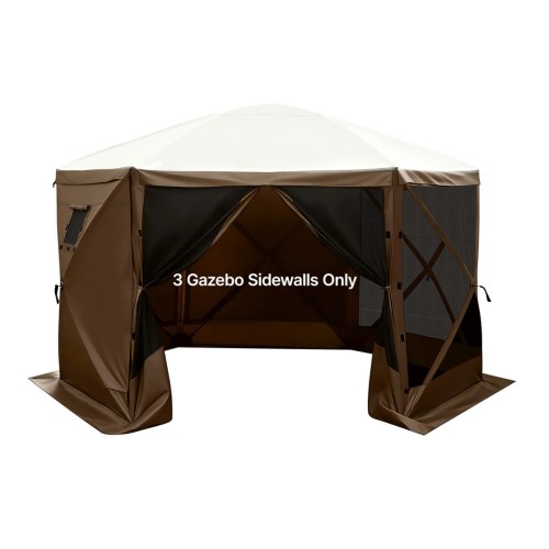 Sevorley Canopy Sidewalls 5.67 x 4.85 feet, Waterproof Tent Walls with Window, 3-Panel Set – Brown