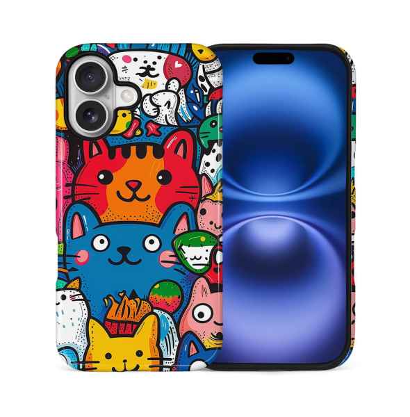 Lisen Cat Friends 2-Layer Phone Case Compatible with Apple iPhone cat friends for iphone