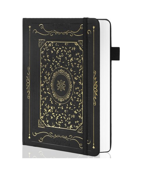 Danrong Hardcover College Ruled Lined Journal 320 Numbered Pages Thick Paper Travel School Office Journal - Black line