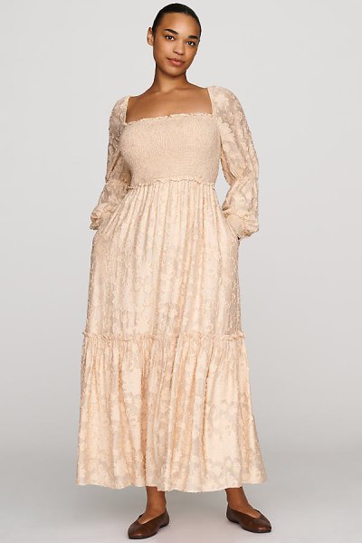 Tiered Puff Sleeve Midi Dress
