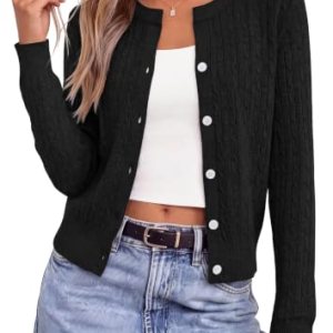 Cable Knit Cropped Cardigan