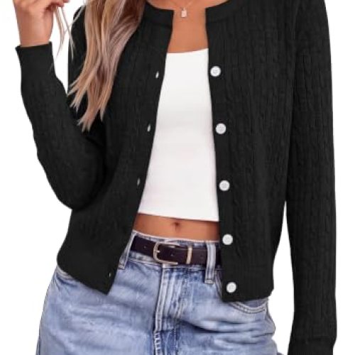 Cable Knit Cropped Cardigan