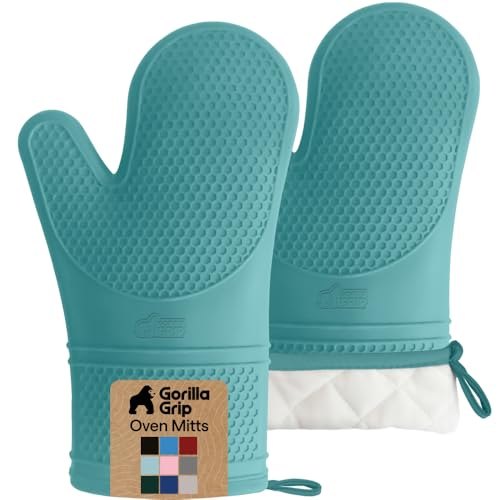 GORILLA GRIP Silicone Oven Mitts, 550F Heat Resistant, 12.5×8.3