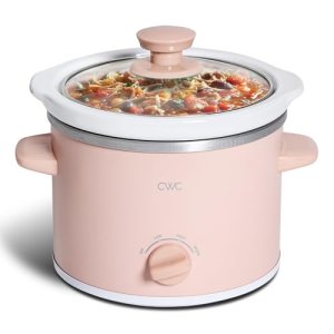2QT Mini Electric Round Slow Cooker – Adjustable Settings, Removable Stoneware Po