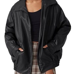 Oversized Faux Leather Jacket for Fall and Winter