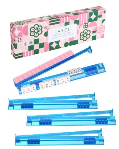 Mahjong Racks with Pushers Non-Slip Straps and Rods-4Pcs