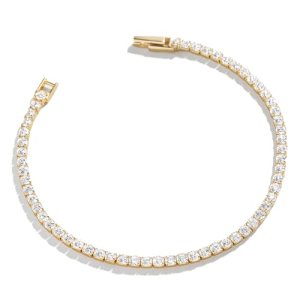 Tennis Bracelet, 18K Gold-Plated Sterling Silver, 7.15″