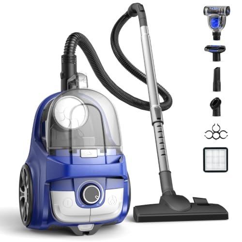 Canister Vacuum, Upgraded 40Kpa 1600W Bagless