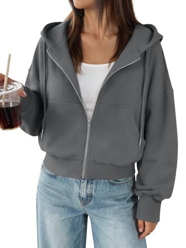 Zip Up Hoodies Cropped Sweatshirts