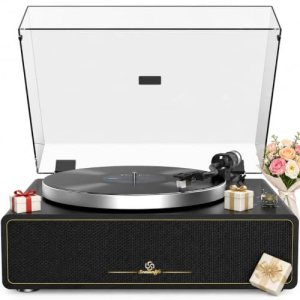 All-in-One Record Player with 4 Speakers & Bluetooth