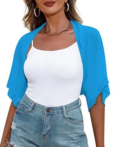 Short Sleeve Bolero Shrug Knitted Open Front