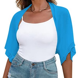 Short Sleeve Bolero Shrug Knitted Open Front