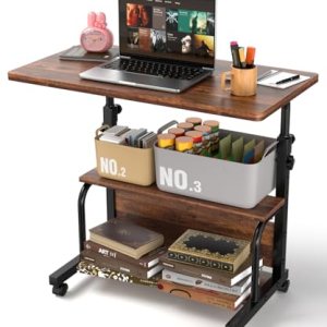 Portable Rolling Desk on Wheels Adjustable Height Desks for Small Spaces, 32″