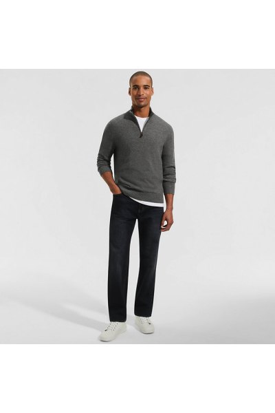 Mens Fine Gauge Cashmere Quarter Zip Lands End