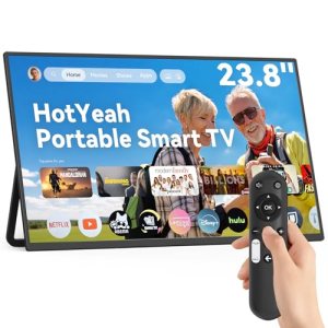 Portable Smart TV, 23.8″ 1080P 2-in-1 Rolling TV & Monitor, VESA Compatible