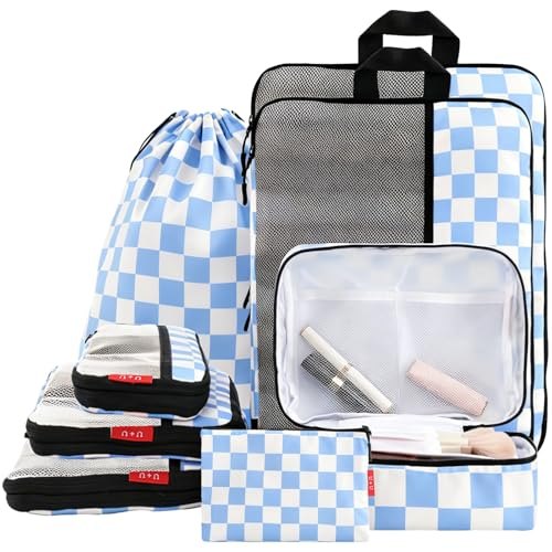 8 Set Compression Packing Cubes – Ultralight Travel Organizers
