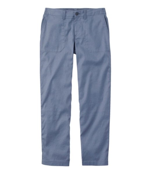 Womens Comfort Stretch Cotton/Linen Pants, High-Rise Ankle Vintage Indigo Twill Linen L. L.Bean