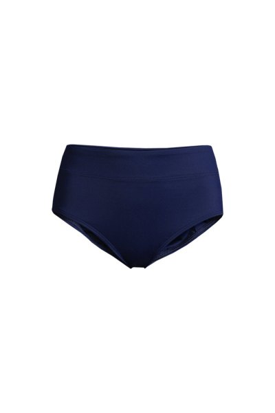 Womens Chlorine Resistant High Waisted Bikini Swim Bottoms Lands End Blue